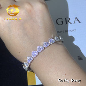 Bracciale a Maglia Cubana Ghiacciata Hip Hop da 8mm in Argento Massiccio 925 con Design a Cuore Personalizzato e Diamanti Moissanite VVS, Collana di Alta Gioielleria da Donna - Product Image 4