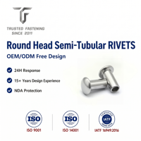 Rivets semi-tubulaires à tête ronde en aluminium TianFang pour panneaux de protection de robots, finition anodisée, production de précision