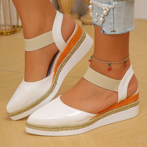 Sandalias de Plataforma con Cuña de Charol Negro para Mujer, con Correa en el Tobillo, Punta Abierta, Zapatos Casuales de Verano - Product Image 2
