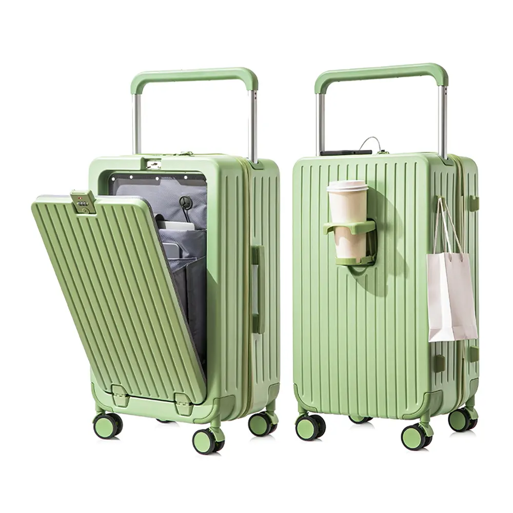 Nice Travel Hot Selling 20' 22' 24' 26' Suitcase Luxury Carry-On Travel front opening wide trolley Luggage aluminium luggage