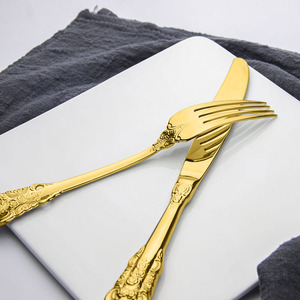 La mejor venta de vajilla chapada en oro real, juegos de regalos, juego de cubiertos de acero inoxidable, juegos de cubiertos de boda - Product Image 3