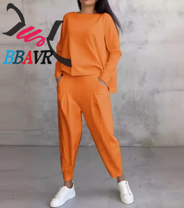Conjunto de 2 piezas para mujer, informal, de verano y primavera, top sin mangas y pantalones a juego, trajes de viaje, chándal de punto para mujer - Product Image 1