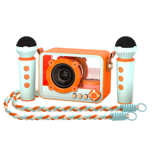 QD06 Retro Transparent Karaoke <strong>Speaker</strong> TF Card Support IPX4 Waterproof RGB LED Lights Wireless Microphone Home Theatre Computer - Product Image 1