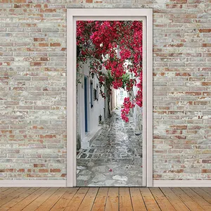花卉植物墙门贴纸装饰自粘防水贴纸客厅卧室，浴室