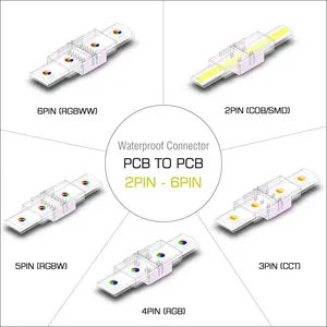 Conector impermeável RGB RGBW LED Strip PCB Connector Acessórios 5 6 8 10mm Fio 3PIN 4PIN Corner SMD COB Strip Connector