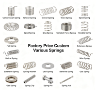 Vente en gros de ressorts métalliques personnalisés multi-catégories à couple constant, ressorts de compression coniques, ressorts à extension, ressorts à lames, OEM directement de l'usine d'origine