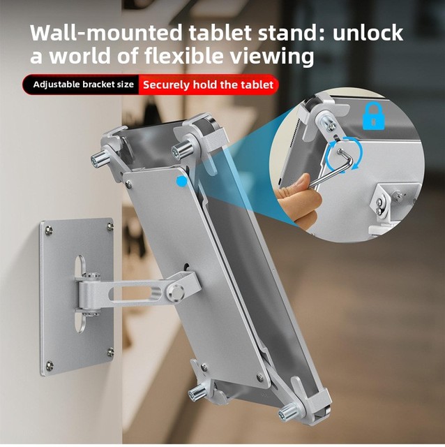 Premium Aluminum POS Tablet Stand Rotatable Adjustable Wall-Mounted for Restaurants & Retail