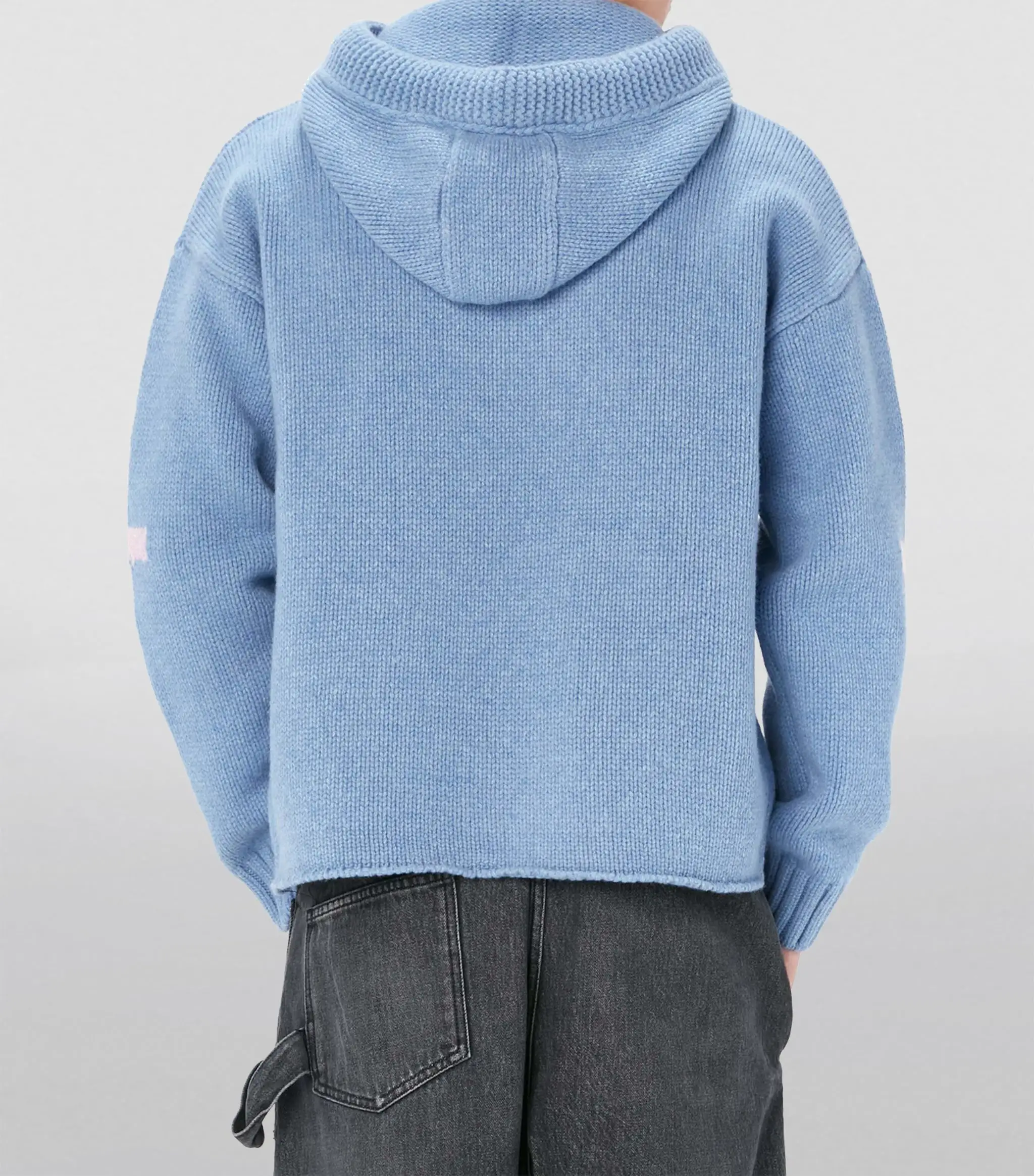 Pull à capuche en tricot à manches longues personnalisé OEM & ODM pulls à col rond pour hommes vêtements tricotés hiver pull à capuche pour hommes