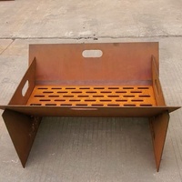 Brasero extérieur moderne en acier Corten, découpe laser, revêtement en poudre sans fumée, finition rouille rouge artistique