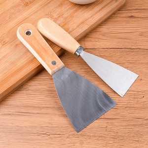 Juego de espátulas con mango de madera y acero inoxidable, 2 piezas, para asar, freír, teppanyaki, pizza, Jianbing, utensilios de cocina - Product Image 1