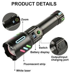 ไฟฉาย <span class=keywords><strong>SOHOT</strong></span> Aeternam กำลังสูง ชาร์จไฟได้ผ่าน USB แสงสีขาวสว่างพิเศษ 1000 ลูเมนส์ มาตรฐาน IP65 ซูมได้ ตัวเรือนอะลูมิเนียมอัลลอย พร้อมหน้าจอแสดงพลังงาน - Product Image 6