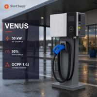 Chargeur DC pour véhicules électriques StarCharge Venus 30 kW, montage sur poteau, CCS2, IP55, pour lieux de travail extérieurs et stations de recharge de flotte