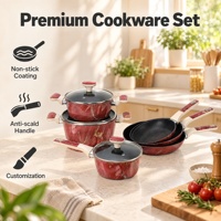Ensemble de casseroles en bakélite antiadhésives résistantes à la chaleur certifiées LFGB, 9 pièces, distributeur OEM ODM, commande en gros, ensembles de casseroles en aluminium