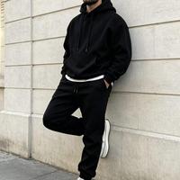Hoodie dengan Lapisan Fleece Tebal, Pullover Hoodie Oversize, setelan celana olahraga dan hoodie polos, Cut Out Middleman