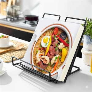 Metal Folding Cookbook <b>Stand</b> 20x18.5x21cm Stackable Desktop Reading Rack <b>For</b> Cooking Recipe Book <b>Tablet</b> Support - Product Image 1