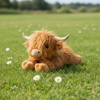 Bantal Boneka Sapi Highland Berpemanas, Mainan Hewan Isi Dakron dengan Pemanas Otomatis, Mainan Hangat Elektrik untuk Kompres Hangat Tangan, Pinggang, dan Perut