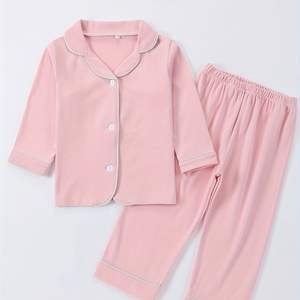 Conjunto de Pijama de 2 Piezas de Algodón, Elastano y Poliéster, Tejido de Punto, Estilo Casual, Cuello en V, Transpirable, Unisex, para Niños y Niñas, OEM ODM - Product Image 4