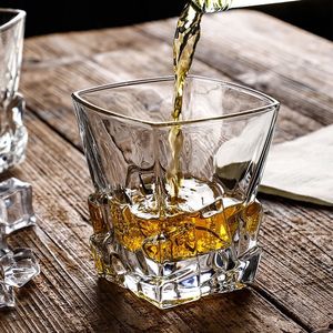 Verres à whisky 300 ml en cristal gaufré diamant, coupes à vin à base lourde, verres à whisky gaufrés style Old Fashioned à coupe diamant - Product Image 4