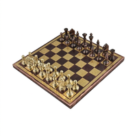 Jeu d'échecs artisanal en laiton massif, pièces décoratives, jeu de société, cadeau, présentoir, design traditionnel de luxe, artisanat métallique