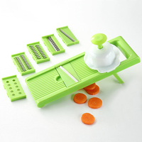 Mandoline manuelle 6-en-1 avec lames multiples pour légumes, pommes de terre, julienne, râpe et trancheuse
