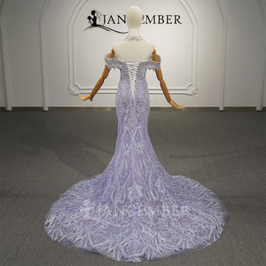 Robe de Quinceañera Sirène Moderne Lavande Gt26066 avec Décolleté Cœur, Appliques de Dentelle Perlées et Traîne Chapelle 100% Polyester - Product Image 5