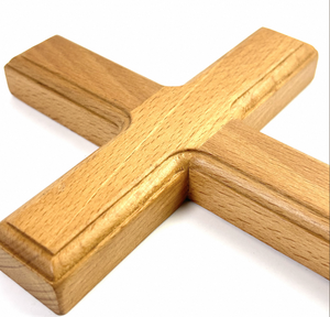 Cruz de Pared de Madera de Haya Maciza de 12 Pulgadas, Decoración Religiosa Hecha a Mano, Regalo Católico Cristiano Moderno y Minimalista para el Hogar o la Iglesia - Product Image 2