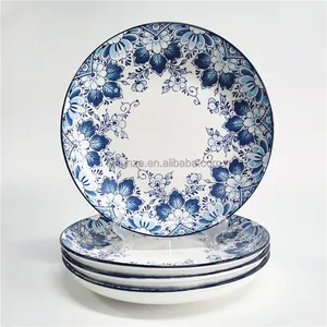 Luxury Ceramic Dinnerware Custom design Pad Printing 12inch Porcelain Dinner plate fruit dish Tableware