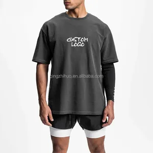 Novo Design Personalizado Reciclar GRS Algodão Jogging Ginásio Solto Fit 100% Algodão Oversized T Shirt Mangas Curtas Lavagem Ácido Camisetas Dos Homens