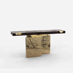 Fabricant chinois de Foshan, table console Empire <span class=keywords><strong>III</strong></span> de marque italienne, style moderne minimaliste de luxe, meubles de maison pour entrée de villa, plateau en marbre - Product Image 4