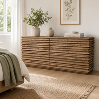 Commode à 6 tiroirs en chêne massif, texture finie à la main, design moderne, haut de gamme, personnalisée, pour chambre de luxe, suite d'hôtel