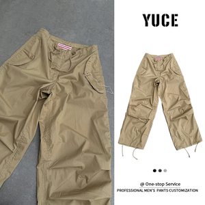 Pantalon parachute kaki personnalisé YUCE, streetwear, <span class=keywords><strong>cargo</strong></span>, jogger, coupe régulière, pantalon léger et ample pour <span class=keywords><strong>homme</strong></span> - Product Image 2