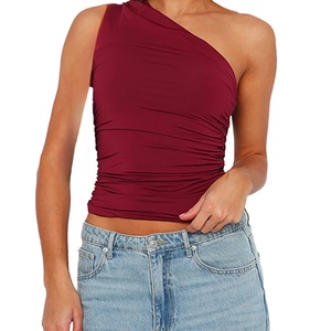 Vente en gros OEM personnalisé Vêtements pour femmes Nouvelle collection Débardeur uni asymétrique à épaule unique et dos nu - Product Image 2