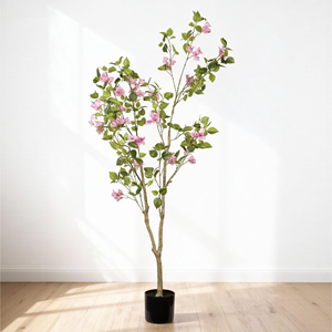 Arbre artificiel de bougainvillier de 1,5 m avec pot noir, plante artificielle réaliste fleurie pour décoration intérieure - Product Image 2
