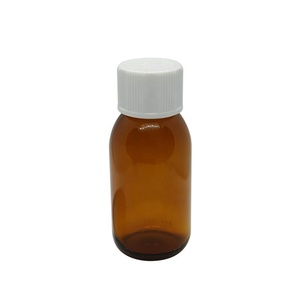 Bouteille de sirop contre la toux en plastique PET de 60ml avec bouchon de mesure et bouchon inviolable, bouteilles de médicaments liquides ambrées - Product Image 1