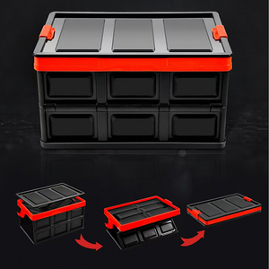 Cubo de almacenamiento plegable de 30 o 55 litros con tapa, caja de almacenamiento apilable de plástico con bolsa de revestimiento interior - Product Image 6