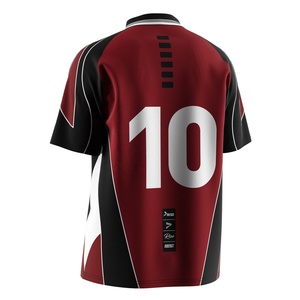 Maillot de football à séchage rapide avec col polo en V, confectionné en tissu respirant, idéal pour les matchs en stade et l'entraînement décontracté - Product Image 6