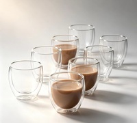 Mug à café et à thé à double paroi en verre borosilicate de haute qualité - Compatible micro-ondes et lave-vaisselle, design moderne