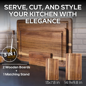 Juego <span class=keywords><strong>de</strong></span> 2 Tablas <span class=keywords><strong>de</strong></span> <span class=keywords><strong>Cortar</strong></span> <span class=keywords><strong>de</strong></span> Madera <span class=keywords><strong>de</strong></span> Acacia <span class=keywords><strong>para</strong></span> Preparación <span class=keywords><strong>de</strong></span> Comidas en la Cocina, Tablas Grandes y Pequeñas <span class=keywords><strong>para</strong></span> Servir Charcutería con Ranuras <span class=keywords><strong>para</strong></span> Jugos - Product Image 4