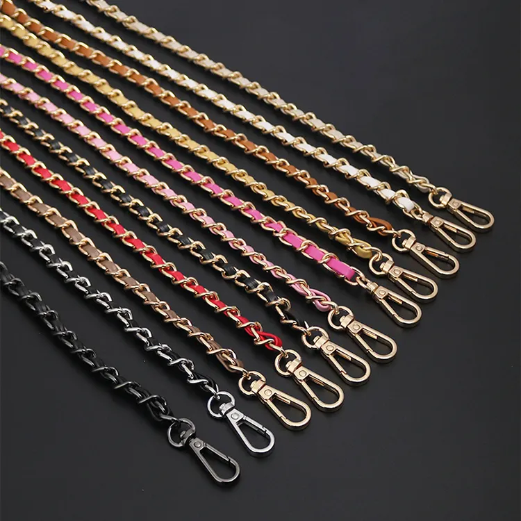 Custom 8mm Metal Color Chains Fit Through Genuine Leather or Real PU For Cross-body Bag and Purse Handle Shoulder Handbag Strap
