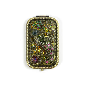 للبيع بالجملة مرآة مكياج مستطيلة للطاووس ، هدية نسائية بجيب معدني محمول للقصر والرياح - Product Image 6