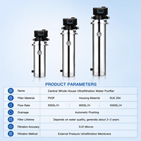 Filtre à eau à ultrafiltration PVDF à valve automatique avec membrane lavable, corps en acier inoxydable pour une utilisation à haut débit dans toute la maison