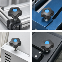 Manija de sujeción de plástico ABS de nailon con perilla de estrella de 5 lóbulos, rosca hembra M5 M6 M8 M10, tapa central azul para fijación de gabinetes de máquinas herramienta