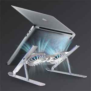 X523 Soporte de refrigeración plegable portátil para computadora portátil Soporte ajustable para computadora portátil Almohadilla de refrigeración de aluminio para computadora portátil con ventiladores - Product Image 5