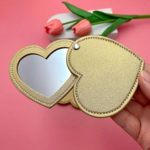 Sweet Heart Shaped Pu Leather Pocket <b>Mirror</b> Private Label Rotatable Makeup <b>Mirror</b> <b>Compact</b> <b>Mirror</b> With Cover - Product Image 2