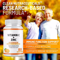 Comprimés de Vitamine C + Zinc OEM, Supplément Antioxydant pour le Système Immunitaire et Nerveux, Vitamines et Minéraux, 120 Comprimés Marque Privée