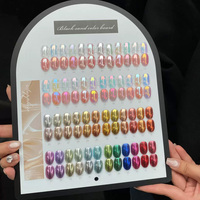 Lot de 48 couleurs de poudre à ongles magique haute brillance effet chrome miroir, poudre dorée métallique, poudre effet lune et aurore, en vrac avec présentoir