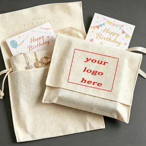 Pochette à cordon en coton et lin beige écologique avec logo personnalisé, sac anti-poussière réutilisable pour l'emballage de cosmétiques et de vêtements - Product Image 3