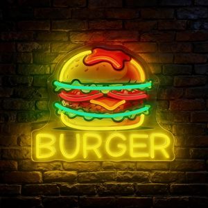 Hamburger neon LED dimmable USB powered ambient <b>light</b> shop <b>window</b> decoration <b>light</b> street indicator <b>light</b> landscape <b>light</b> 5v - Product Image 4