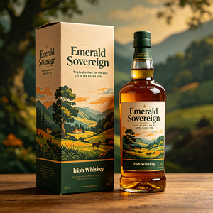 Boîte pliante en carton personnalisée exquise avec dorure à chaud pour whisky <span class=keywords><strong>irlandais</strong></span> triple distillé, emballage cadeau haut de gamme - Product Image 1
