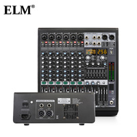 Amplificateur de mixage audio alimenté, 6 canaux, Bluetooth, USB, 256 effets numériques, 250W*2, console de mixage de scène KTV